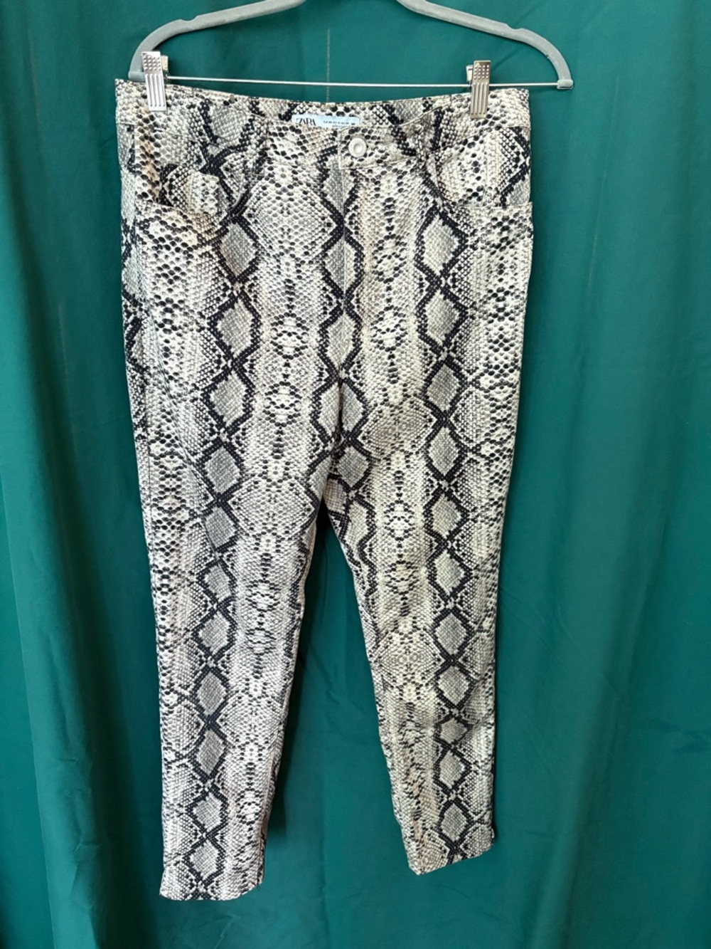 Zara Neutral Snake Print Ankle Pants